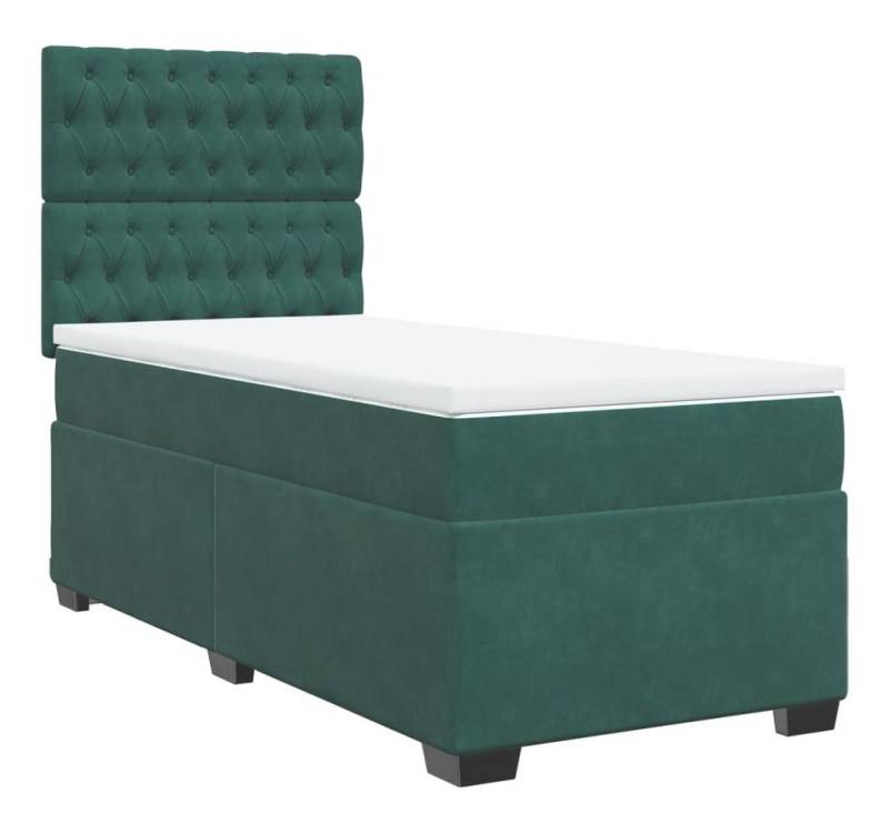 vidaXL Bett Boxspringbett mit Matratze Dunkelgrün 80x200 cm Samt von vidaXL