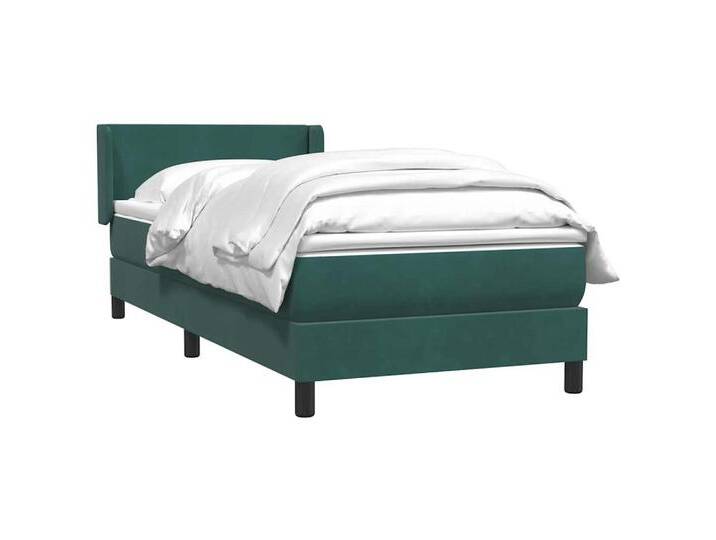 vidaXL Bett Boxspringbett mit Matratze Dunkelgrün 80x210 cm Samt, grün, Plain design, Dunkelgrün von vidaXL