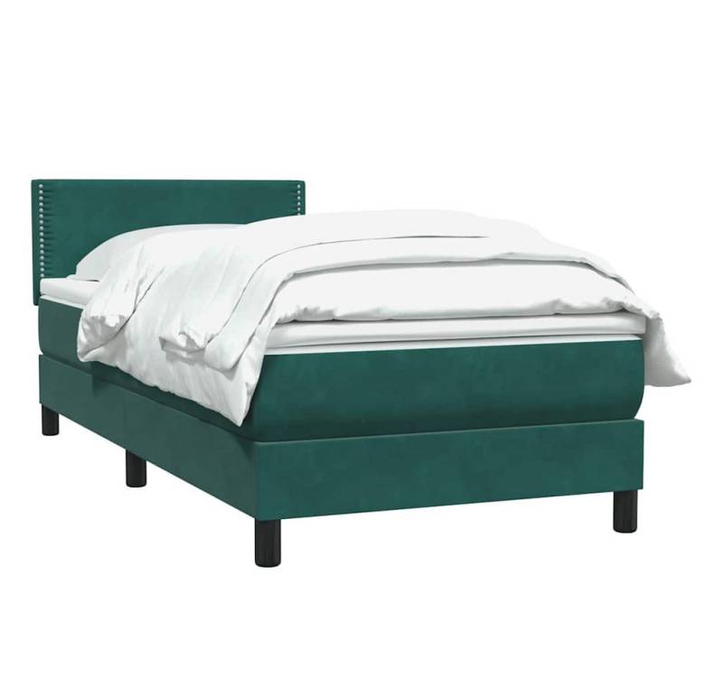 vidaXL Bett Boxspringbett mit Matratze Dunkelgrün 80x210 cm Samt von vidaXL
