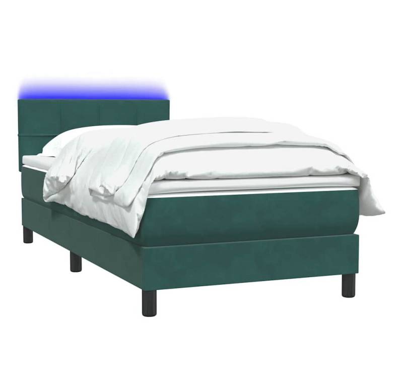 vidaXL Bett Boxspringbett mit Matratze Dunkelgrün 80x210 cm Samt von vidaXL