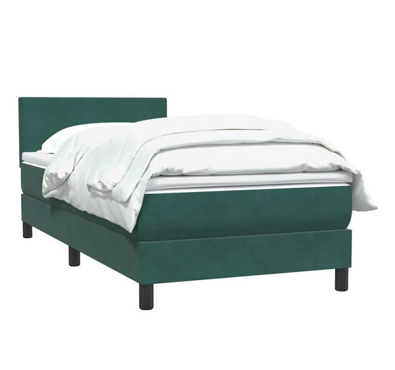 vidaXL Bett Boxspringbett mit Matratze Dunkelgrün 80x210 cm Samt von vidaXL