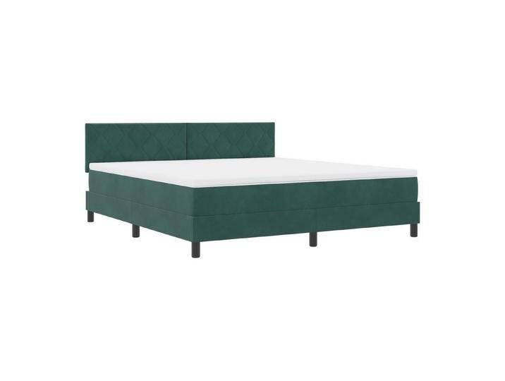 vidaXL Bett Boxspringbett mit Matratze Dunkelgrün Samt (1-tlg), grün, Dunkelgrün von vidaXL