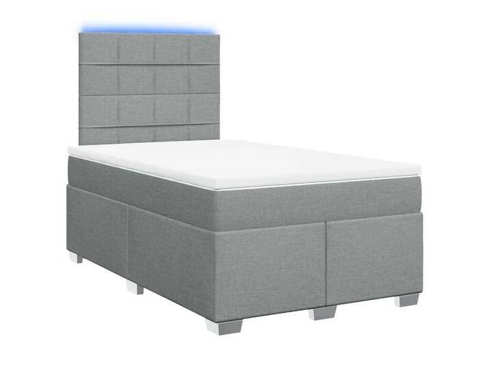 vidaXL Bett Boxspringbett mit Matratze Hellgrau 120x200 cm Stoff, grau, Block mit Quadraten, Hellgrau von vidaXL