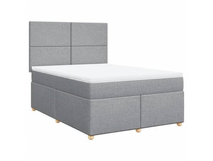 vidaXL Bett Boxspringbett mit Matratze Hellgrau 160x200 cm Stoff, grau, Plain design, Grau von vidaXL