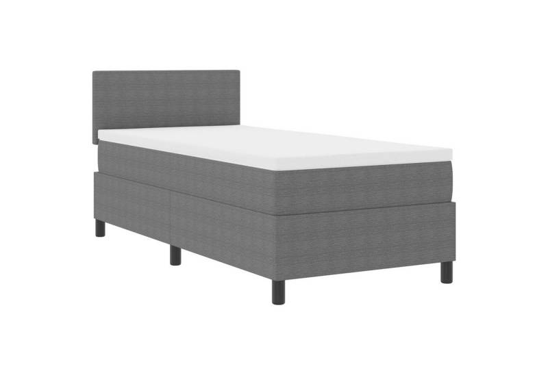 vidaXL Bett Boxspringbett mit Matratze in Hellgrau für Einzelbett, Cord-Stoff (1-tlg) von vidaXL