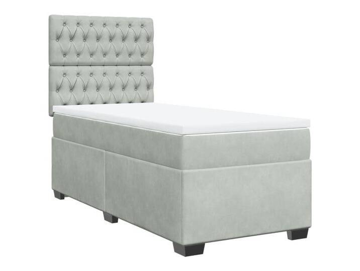 vidaXL Bett Boxspringbett mit Matratze Hellgrau 80x200 cm Samt, grau, Knopfheftung Design, Hellgrau von vidaXL