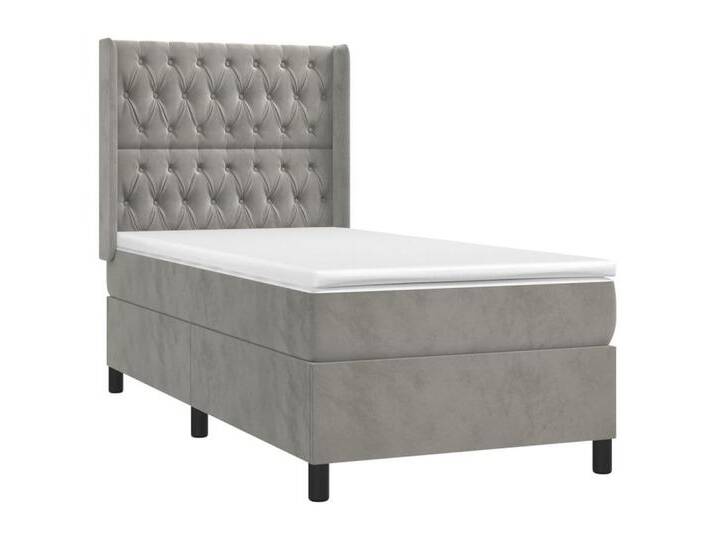 vidaXL Bett Boxspringbett mit Matratze Hellgrau 80x200 cm Samt, grau, Knopfheftung Design, Hellgrau von vidaXL