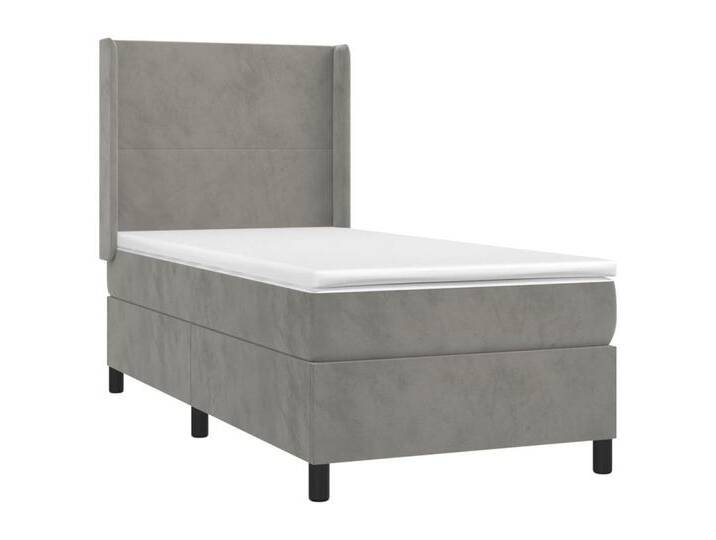 vidaXL Bett Boxspringbett mit Matratze Hellgrau 80x200 cm Samt, grau, Schlichtes Design, Hellgrau von vidaXL