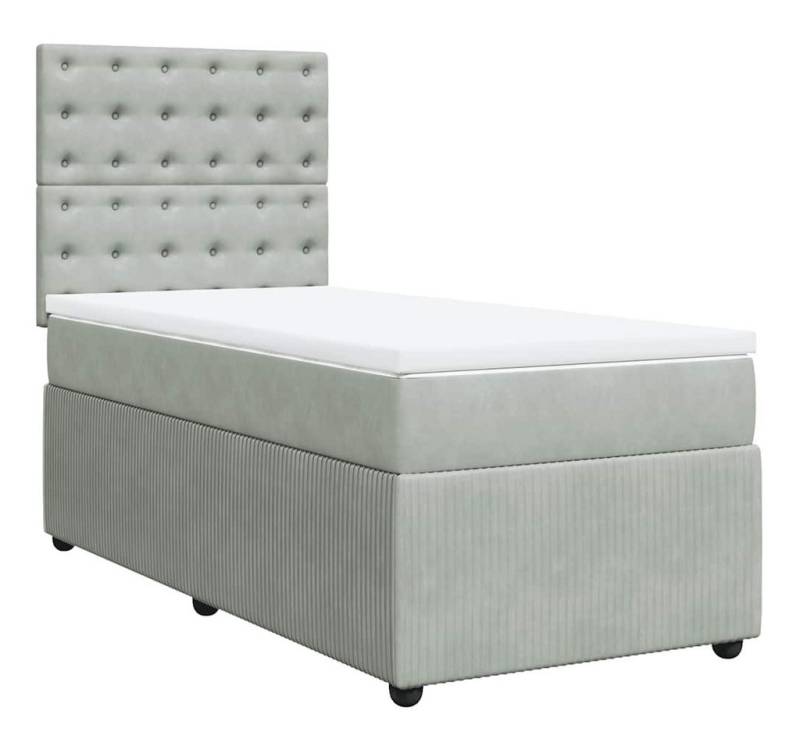 vidaXL Bett Boxspringbett mit Matratze Hellgrau 90x190 cm Samt von vidaXL
