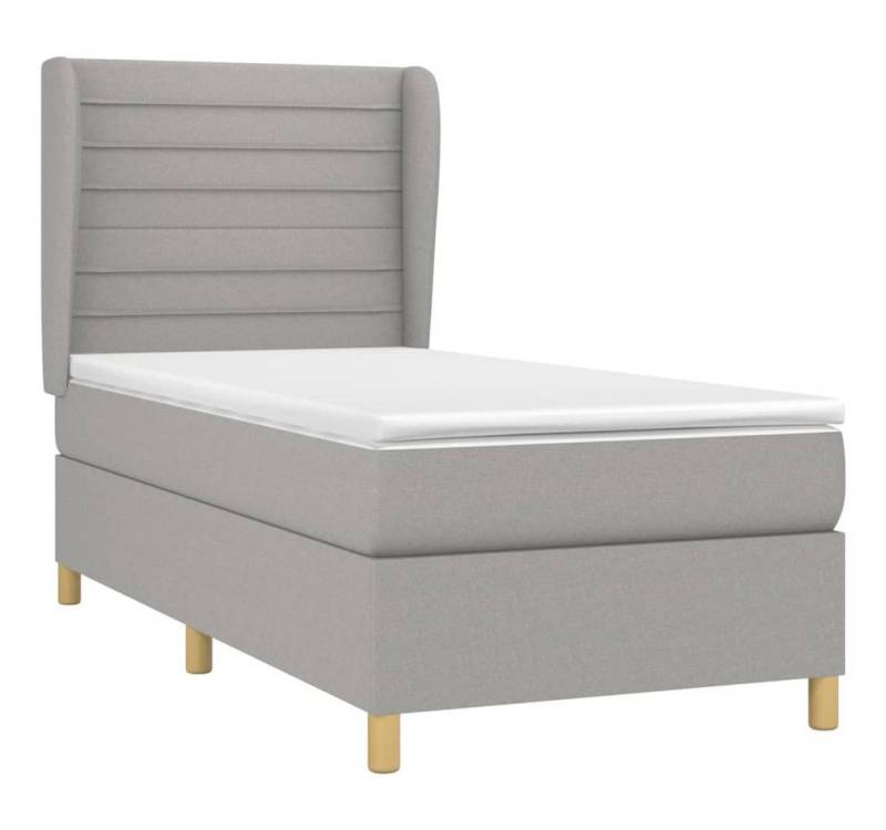 vidaXL Bett Boxspringbett mit Matratze Hellgrau 80x200 cm Stoff von vidaXL