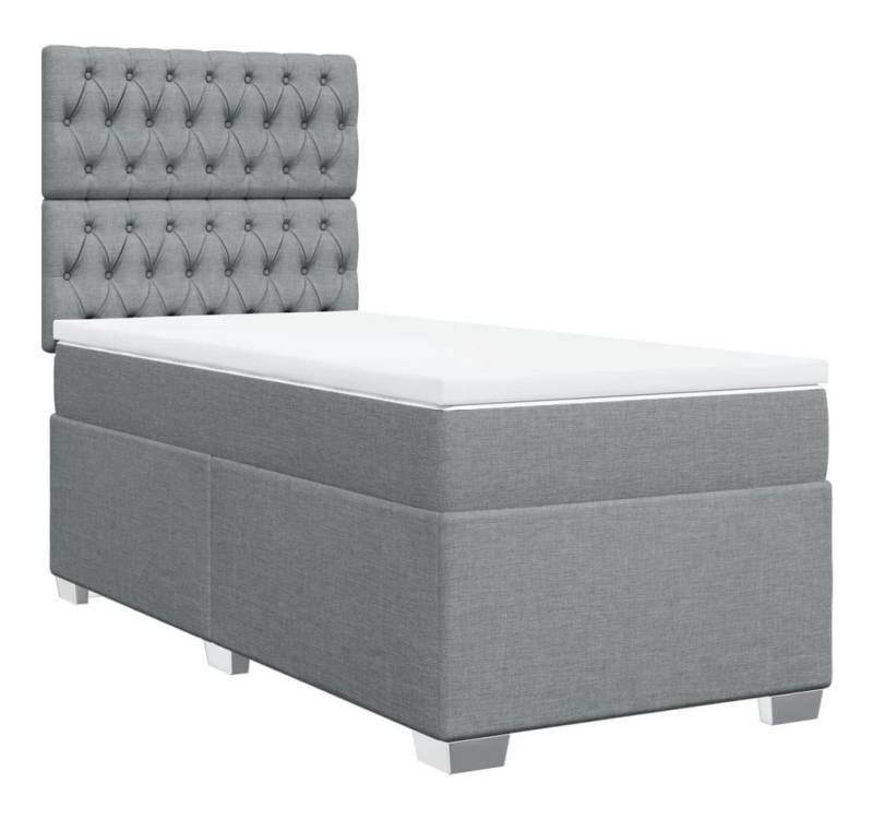 vidaXL Bett Boxspringbett mit Matratze Hellgrau 80x200 cm Stoff von vidaXL