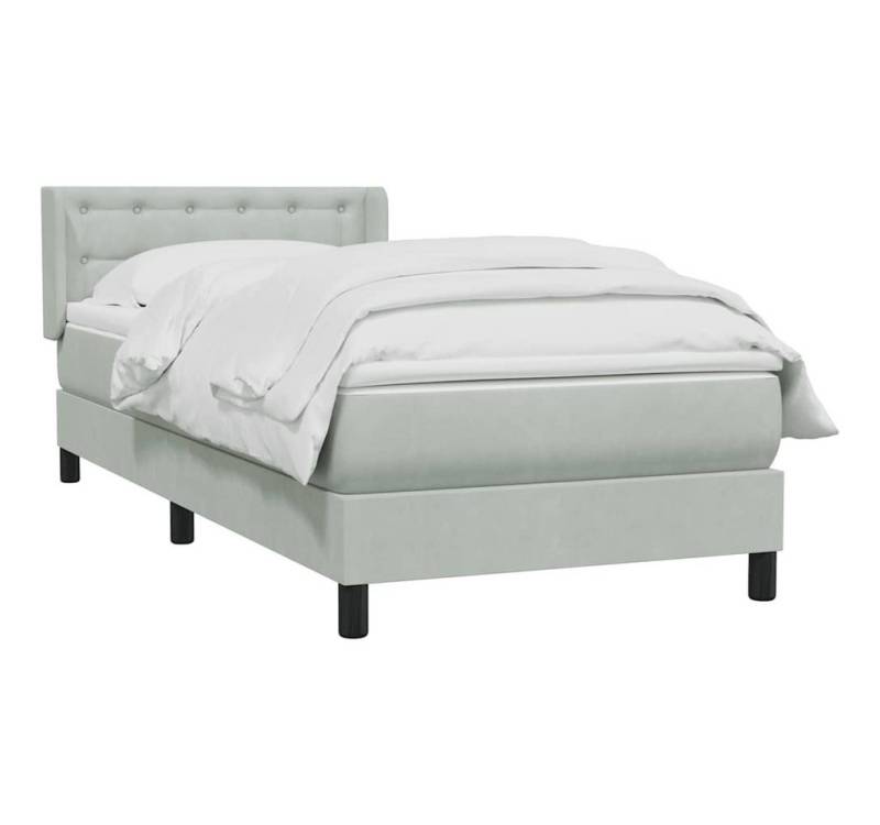 vidaXL Bett Boxspringbett mit Matratze Hellgrau 80x220 cm Samt von vidaXL