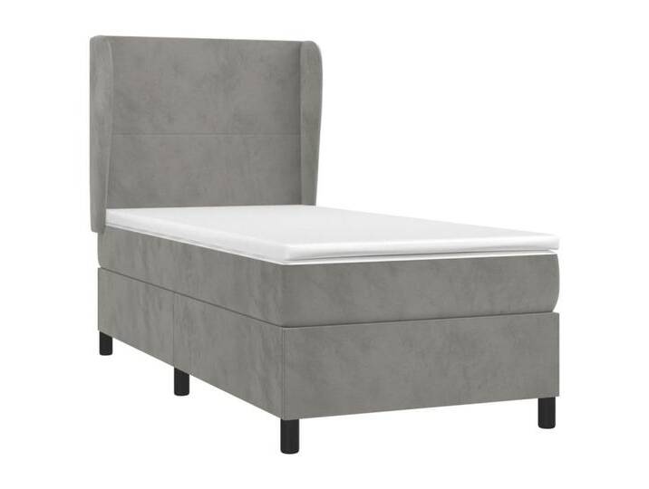 vidaXL Bett Boxspringbett mit Matratze Hellgrau 80x200 cm Samt, grau, Schlichtes Design, Hellgrau von vidaXL
