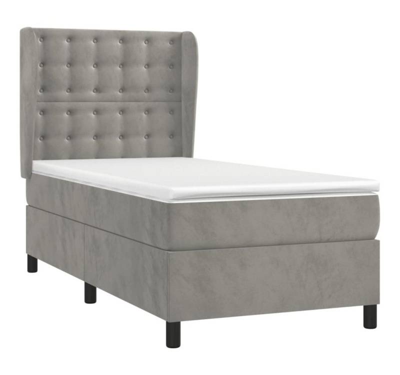 vidaXL Bett Boxspringbett mit Matratze Hellgrau 80x200 cm Samt von vidaXL