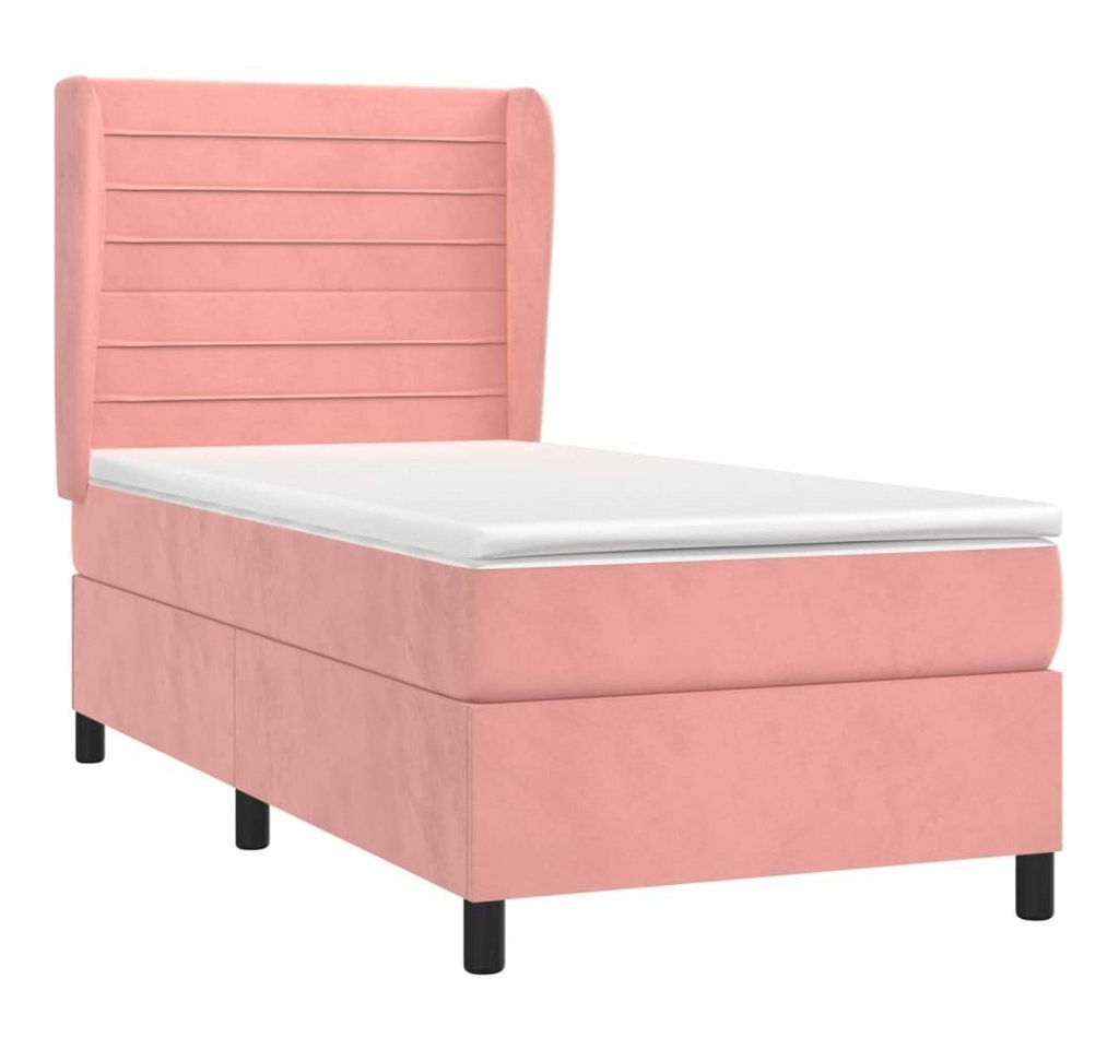 vidaXL Bett Boxspringbett mit Matratze Rosa 90x200 cm Samt von vidaXL