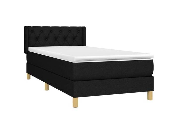 vidaXL Bett Boxspringbett mit Matratze Schwarz 80x200 cm Stoff, schwarz, Knopfheftung Design, Schwarz von vidaXL