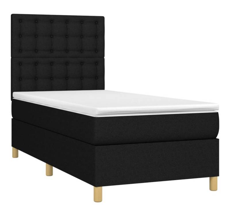 vidaXL Bett Boxspringbett mit Matratze Schwarz 90x200 cm Stoff von vidaXL