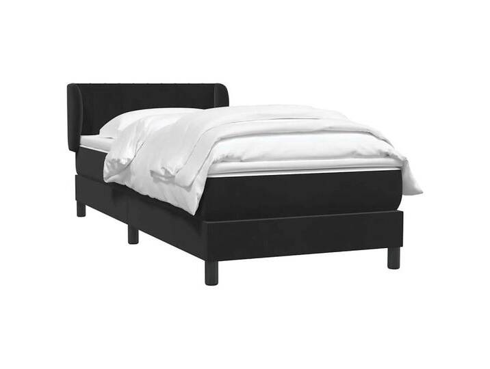 vidaXL Bett Boxspringbett mit Matratze Schwarz 80x220 cm Samt, schwarz, Vertical stripes, Schwarz von vidaXL
