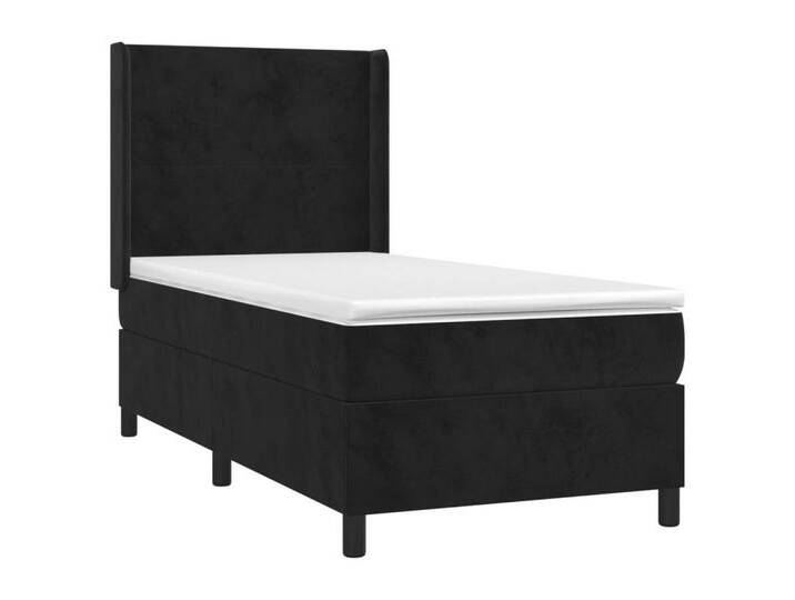 vidaXL Bett Boxspringbett mit Matratze Schwarz 80x200 cm Samt, schwarz, Schlichtes Design, Schwarz von vidaXL