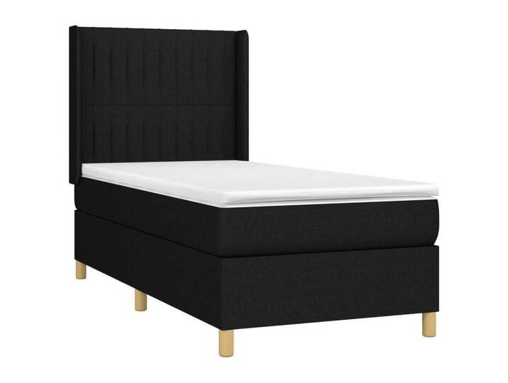 vidaXL Bett Boxspringbett mit Matratze Schwarz 80x200 cm Stoff, schwarz, Vertikale Streifen, Schwarz von vidaXL