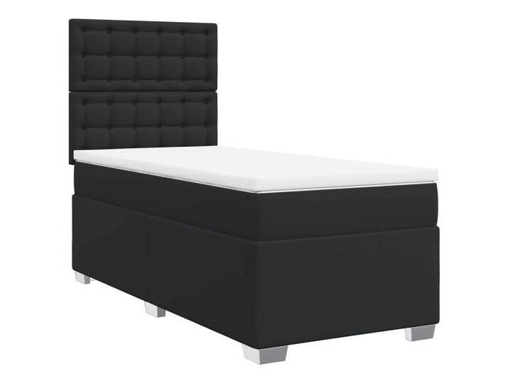 vidaXL Bett Boxspringbett mit Matratze Schwarz Kunstleder, schwarz von vidaXL