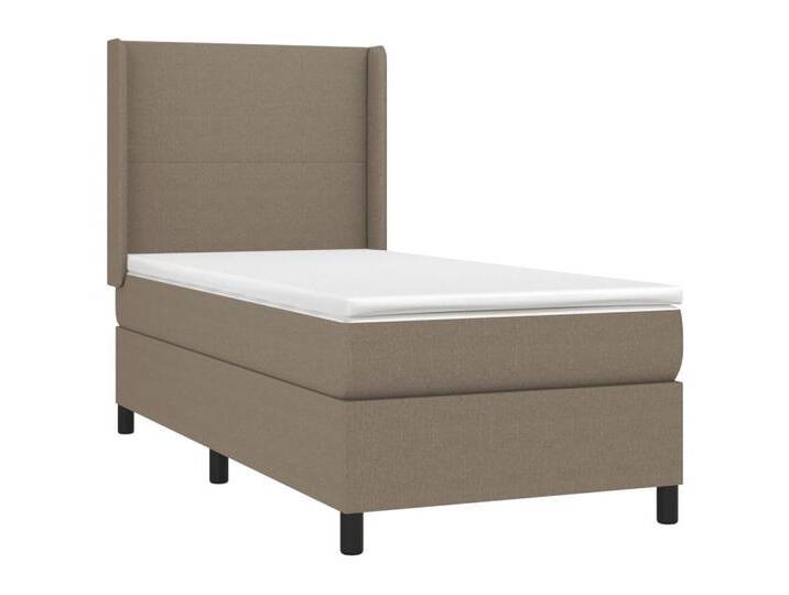 vidaXL Bett Boxspringbett mit Matratze Taupe 90x190 cm Stoff, Schlichtes Design, Taupe von vidaXL