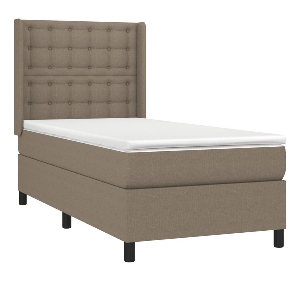 vidaXL Bett Boxspringbett mit Matratze Taupe 90x200 cm Stoff von vidaXL