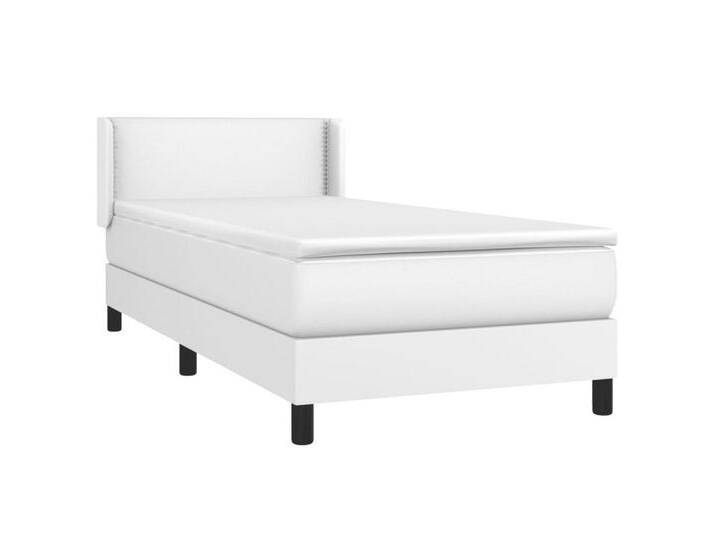 vidaXL Bett Boxspringbett mit Matratze Weiß 80x200 cm Kunstleder, weiß, Flach mit Nägeln, Weiß von vidaXL
