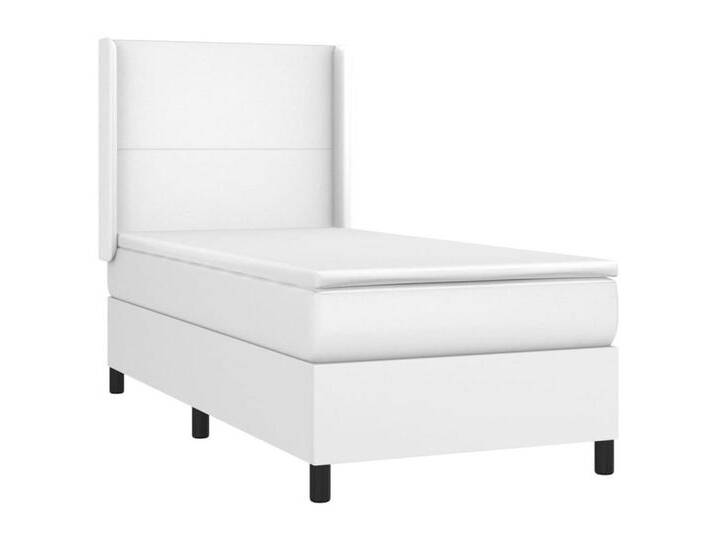 vidaXL Bett Boxspringbett mit Matratze Weiß 80x200 cm Kunstleder, weiß, Schlichtes Design, Weiß von vidaXL