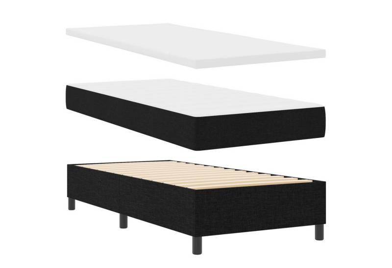 vidaXL Bett Boxspringbett mit Matratze & Bank Schwarz 80x200 cm Stoff (2-tlg) von vidaXL