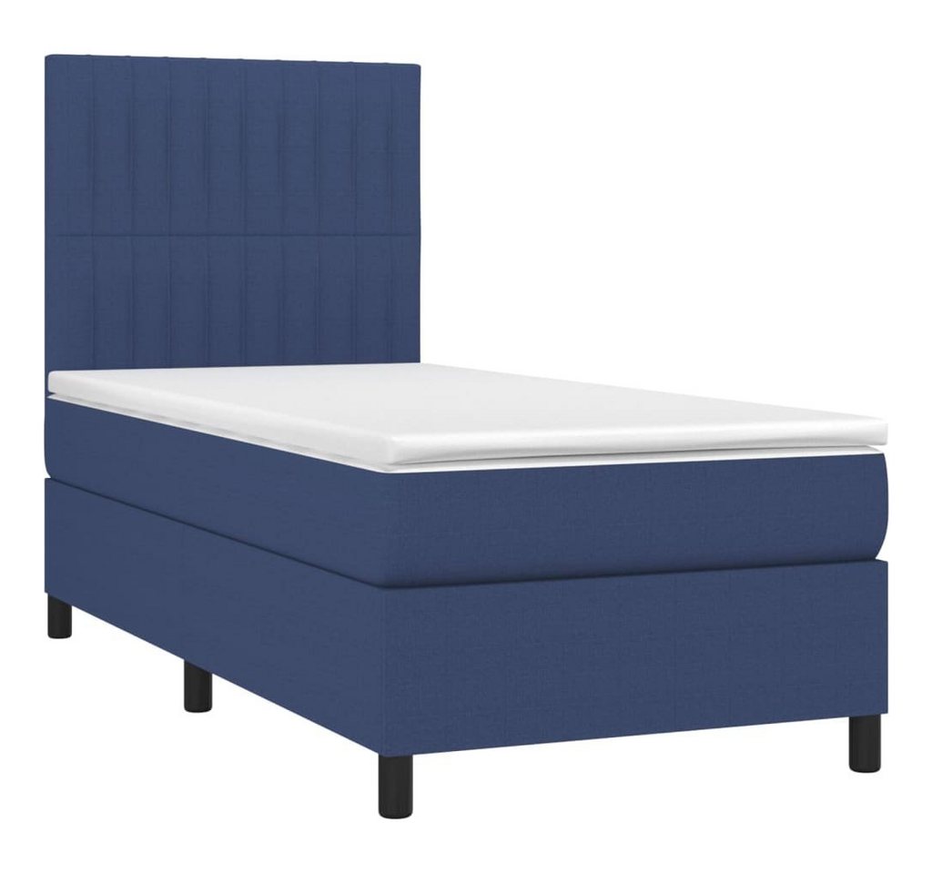 vidaXL Bett Boxspringbett mit Matratze & LED Blau 90x200 cm Stoff von vidaXL