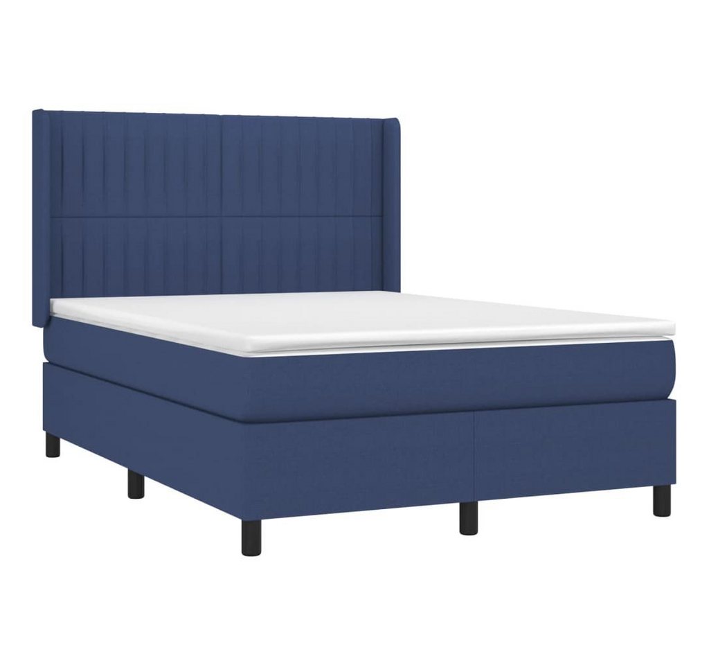 vidaXL Bett Boxspringbett mit Matratze & LED Blau 90x200 cm Stoff von vidaXL