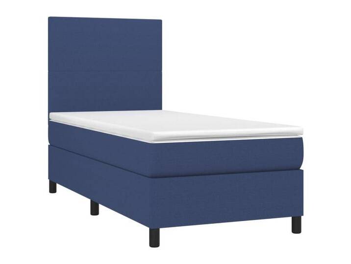 vidaXL Bett Boxspringbett mit Matratze & LED Blau 90x200 cm Stoff, blau, Schlichtes Design, Blau von vidaXL