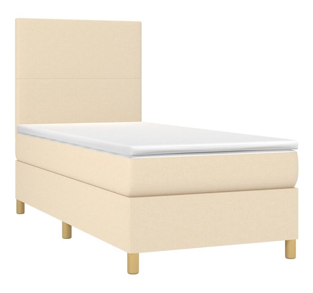 vidaXL Bett Boxspringbett mit Matratze & LED Creme 90x200 cm Stoff von vidaXL