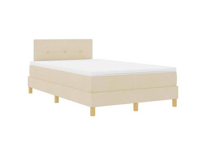 vidaXL Bett Boxspringbett mit Matratze Creme 120 x 200 cm Stoff (1-tlg), Creme von vidaXL
