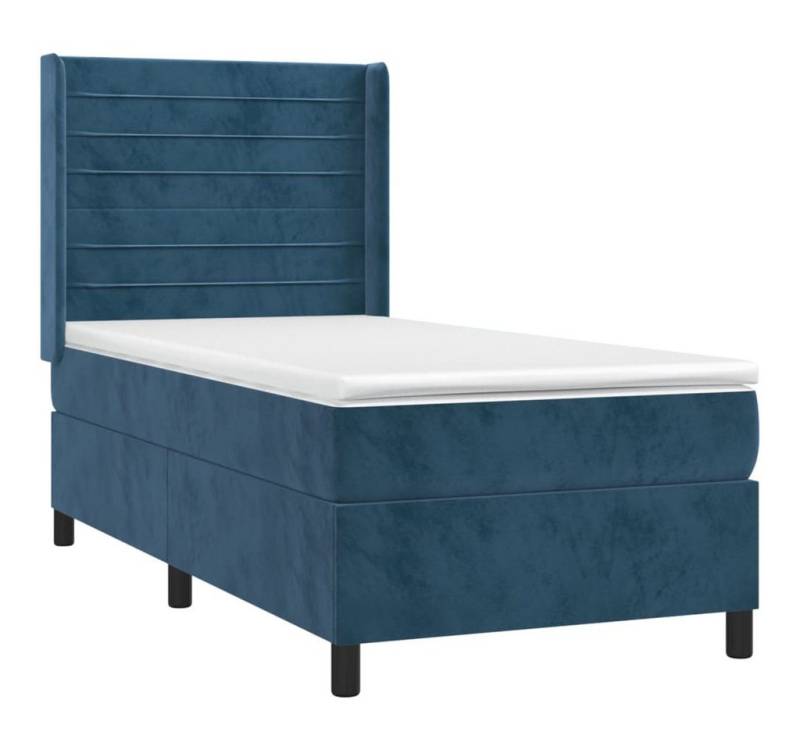 vidaXL Bett Boxspringbett mit Matratze & LED Dunkelblau 90x190 cm Samt von vidaXL