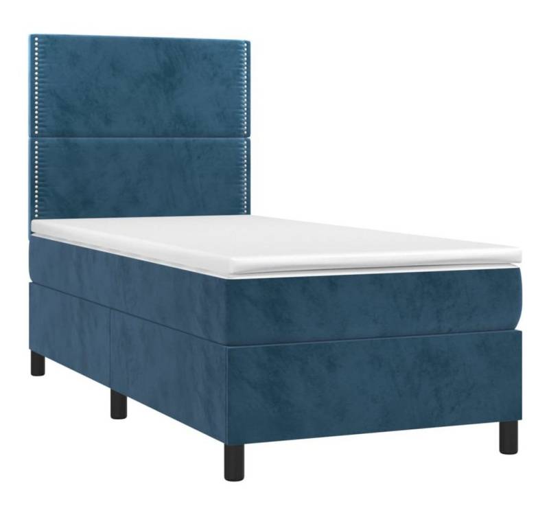 vidaXL Bett Boxspringbett mit Matratze & LED Dunkelblau 90x190 cm Samt von vidaXL