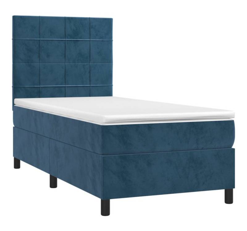 vidaXL Bett Boxspringbett mit Matratze & LED Dunkelblau 90x190 cm Samt von vidaXL