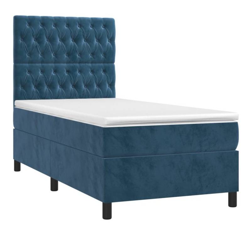 vidaXL Bett Boxspringbett mit Matratze & LED Dunkelblau 90x190 cm Samt von vidaXL
