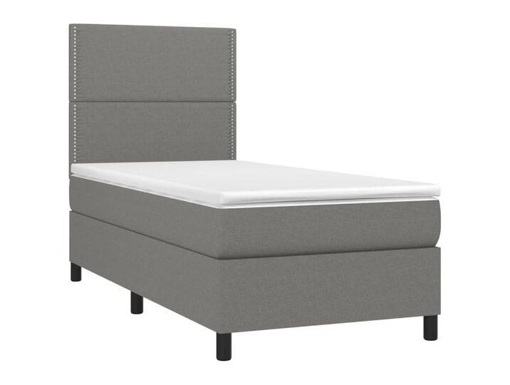 vidaXL Bett Boxspringbett mit Matratze & LED Dunkelgrau 100x200 cm Stoff, grau, Flach mit Nägeln, Dunkelgrau von vidaXL