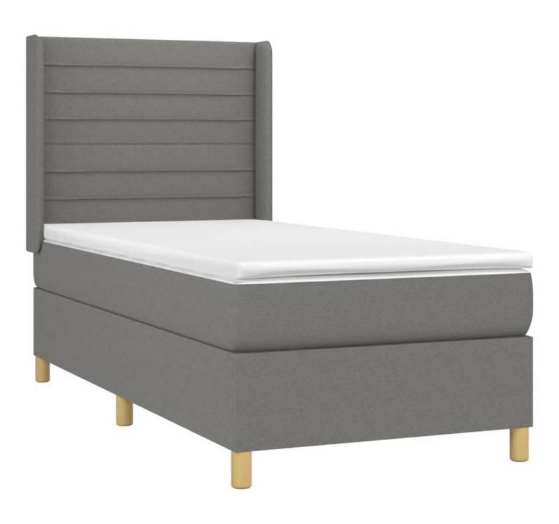 vidaXL Bett Boxspringbett mit Matratze & LED Dunkelgrau 80x200 cm Stoff von vidaXL