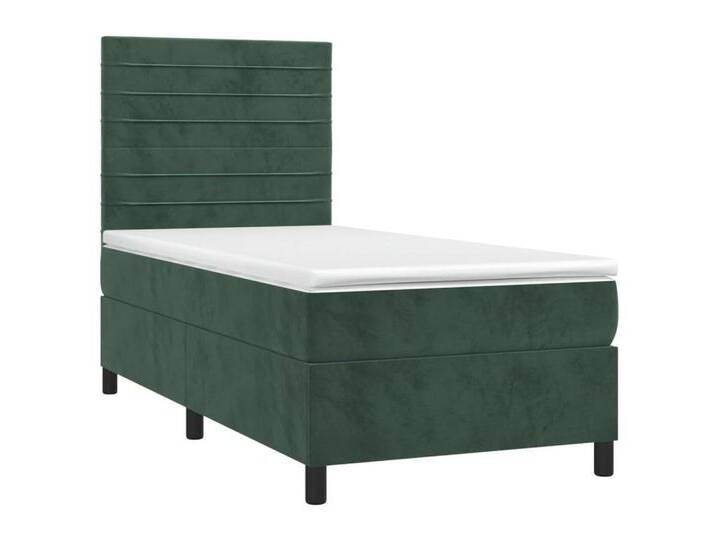 vidaXL Bett Boxspringbett mit Matratze & LED Dunkelgrün 80x200 cm Samt, grün, Horizontale Streifen, Dunkelgrün von vidaXL