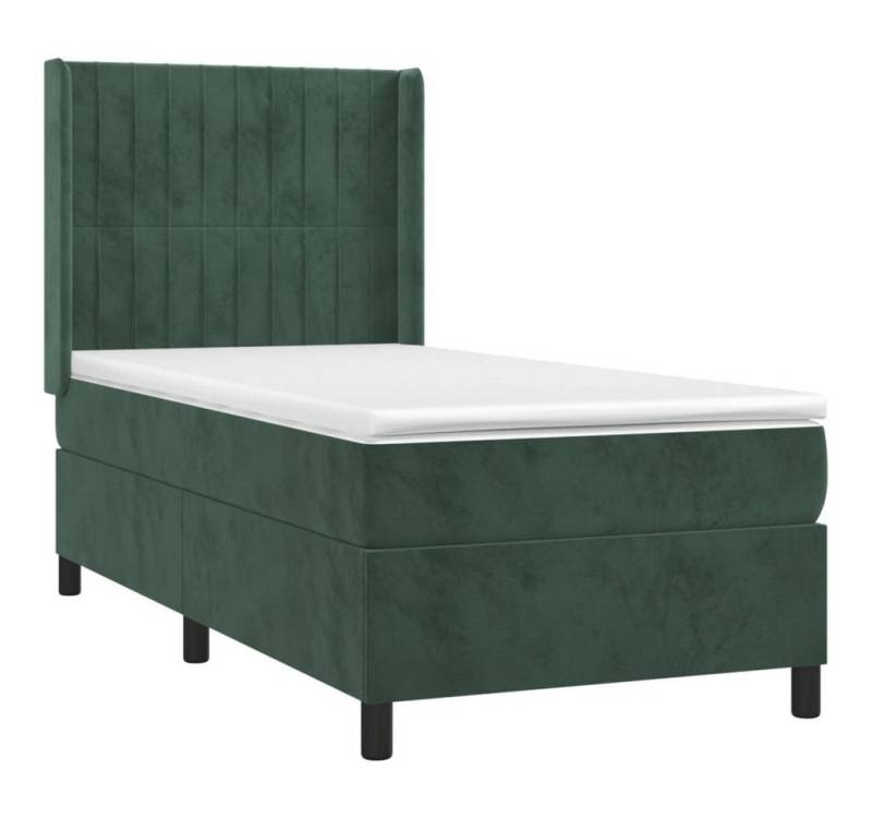 vidaXL Bett Boxspringbett mit Matratze & LED Dunkelgrün 80x200 cm Samt von vidaXL