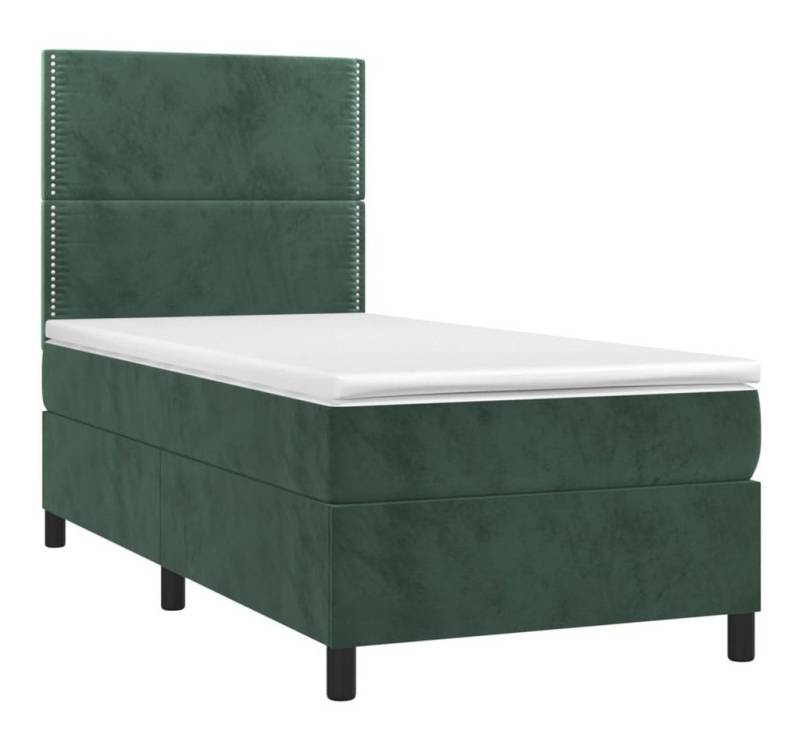 vidaXL Bett Boxspringbett mit Matratze & LED Dunkelgrün 80x200 cm Samt von vidaXL