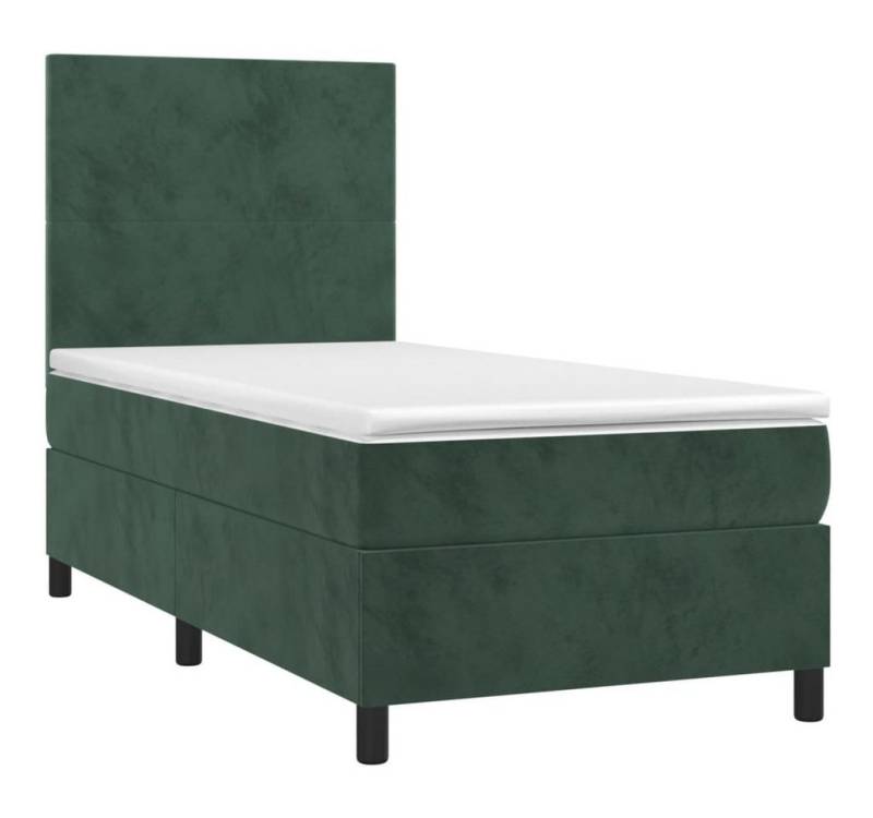 vidaXL Bett Boxspringbett mit Matratze & LED Dunkelgrün 80x200 cm Samt von vidaXL
