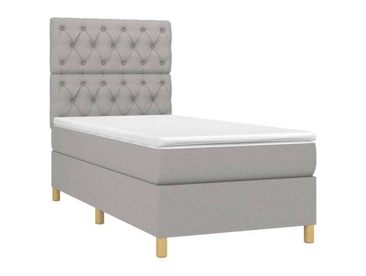vidaXL Bett Boxspringbett mit Matratze & LED Hellgrau 80x200 cm Stoff, grau, Knopfheftung Design, Hellgrau von vidaXL