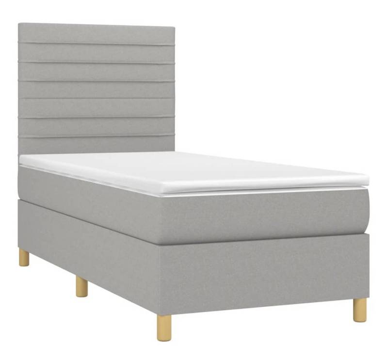 vidaXL Bett Boxspringbett mit Matratze & LED Hellgrau 80x200 cm Stoff von vidaXL