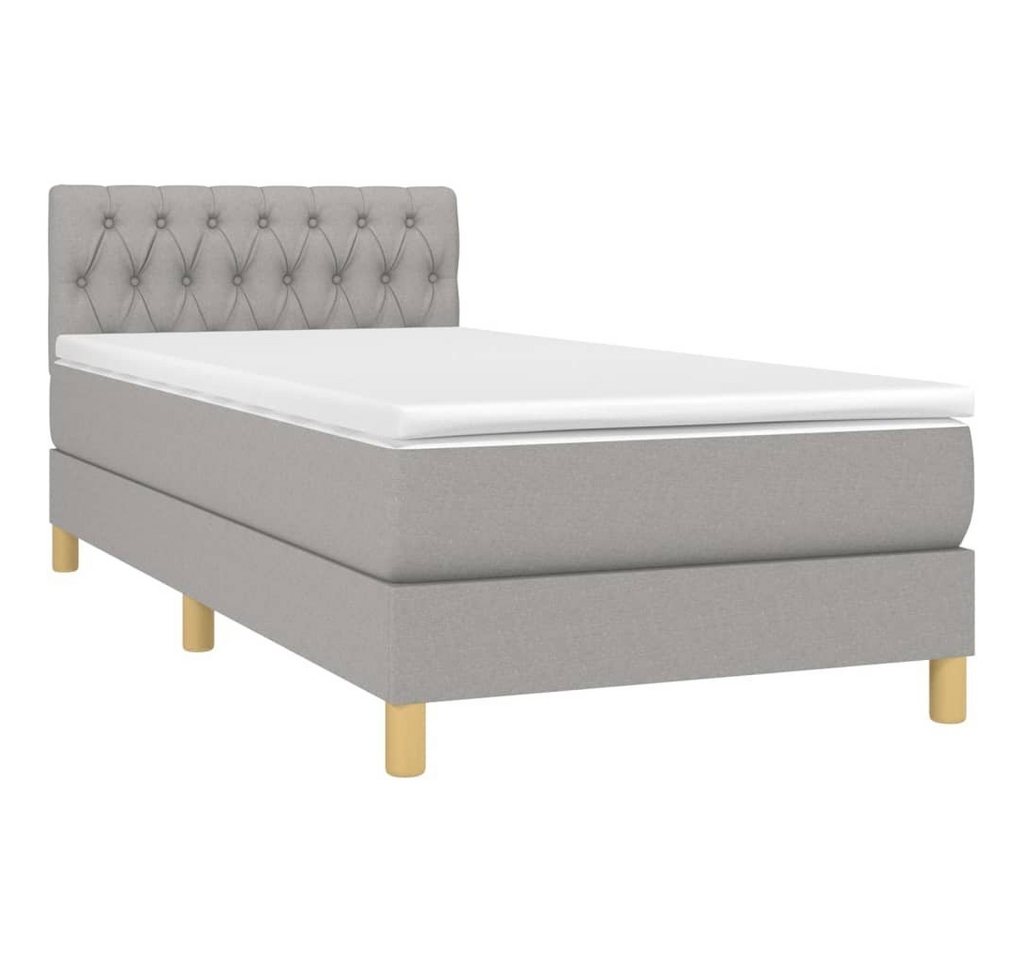 vidaXL Bett Boxspringbett mit Matratze & LED Hellgrau 80x200 cm Stoff von vidaXL