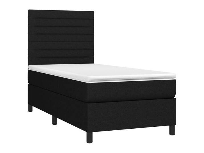 vidaXL Bett Boxspringbett mit Matratze & LED Schwarz 80x200 cm Stoff, schwarz, Horizontale Streifen, Schwarz von vidaXL