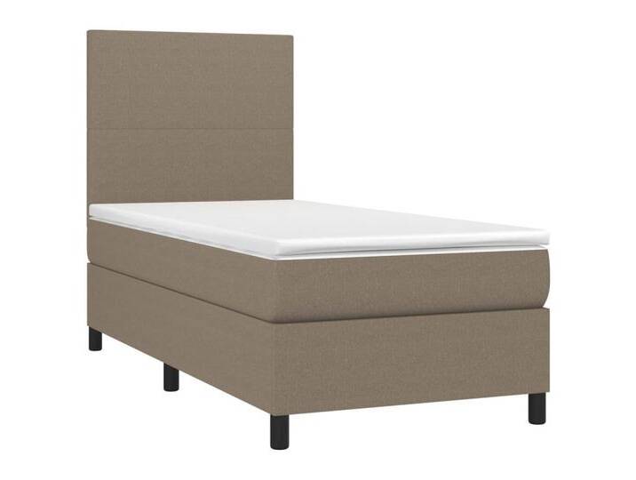 vidaXL Bett Boxspringbett mit Matratze & LED Taupe 90x190 cm Stoff, Schlichtes Design, Taupe von vidaXL